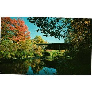 Old Covered Bridge Postcard Travel Souvenir Saxton River Grafton Vermont